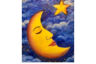 Online Acrylic Painting: Sleepy Moon
